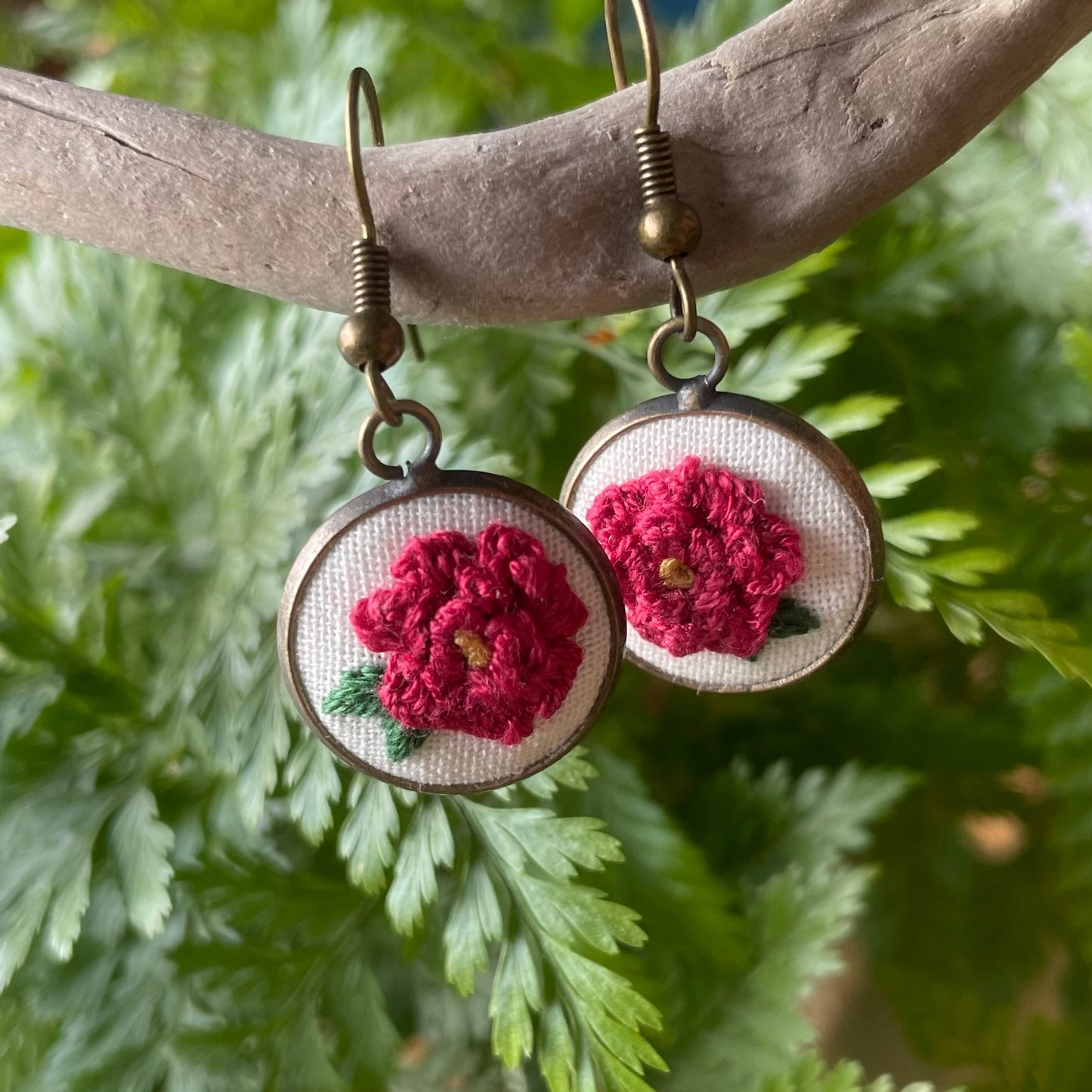 Burgundy Flower Earrings