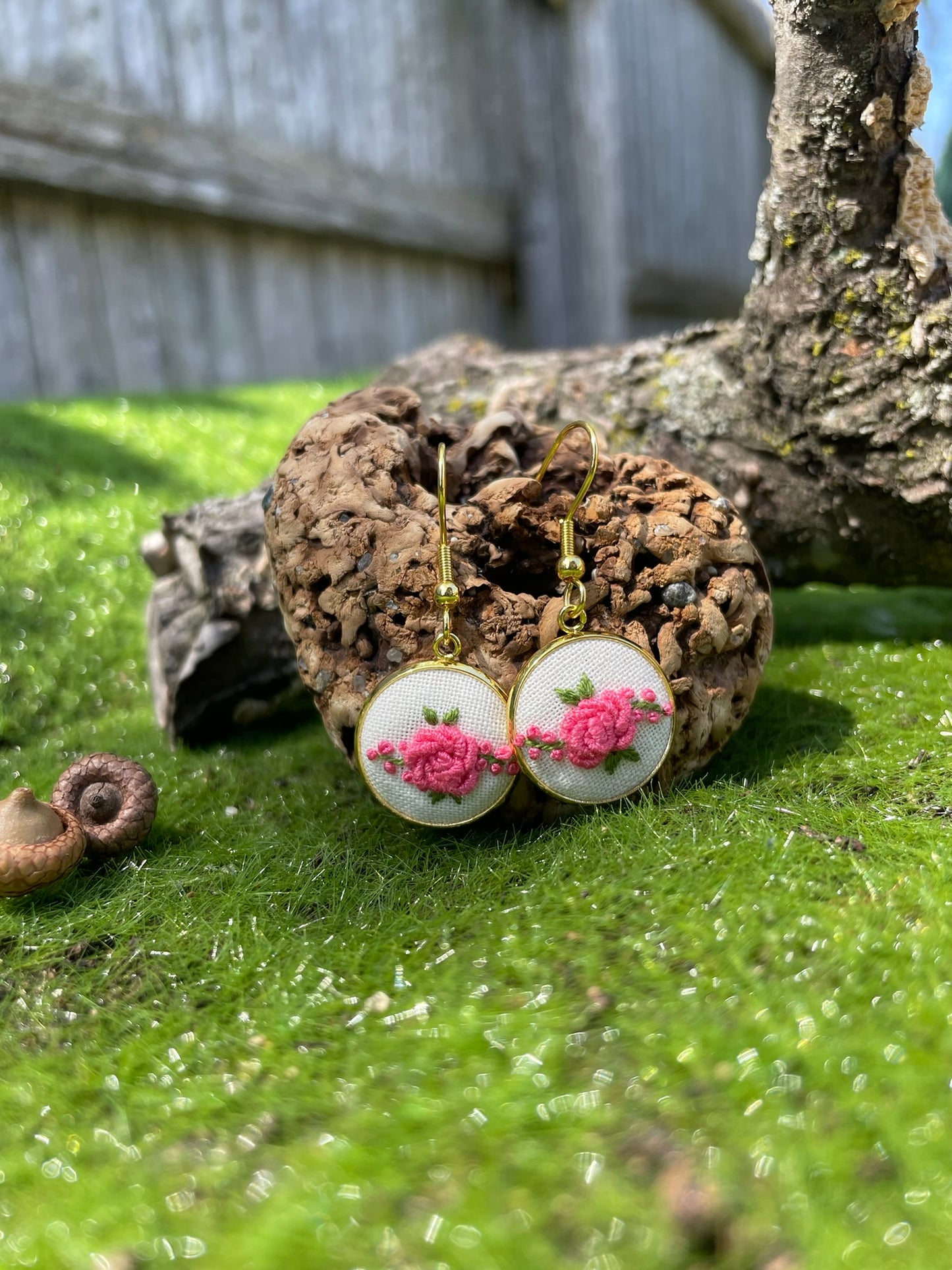Pink Rose Dangles