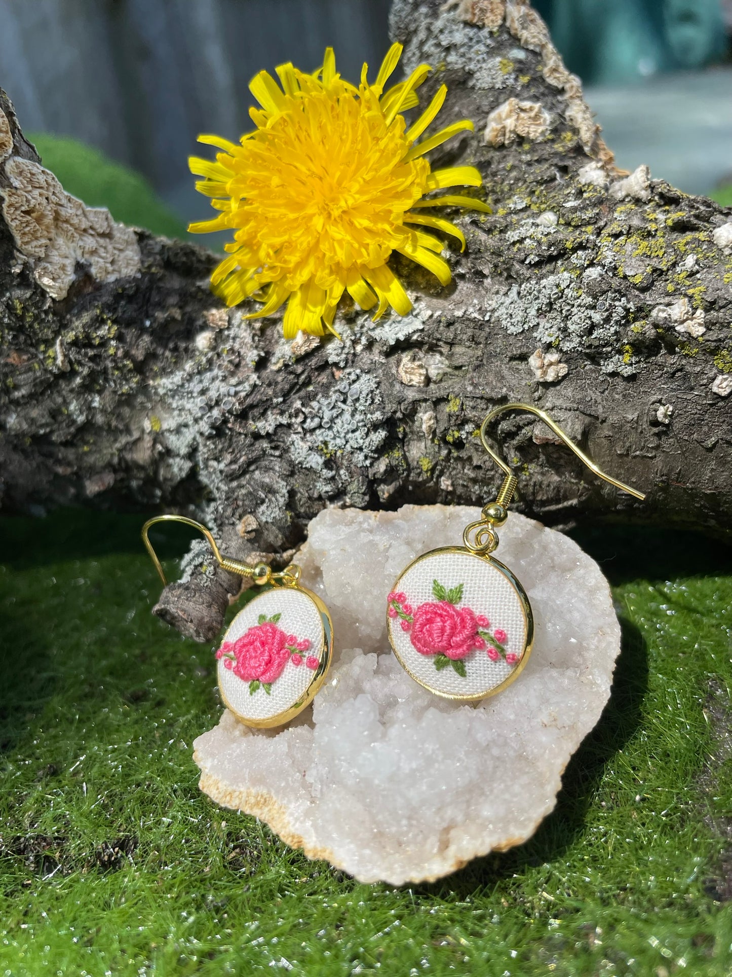 Pink Rose Dangles