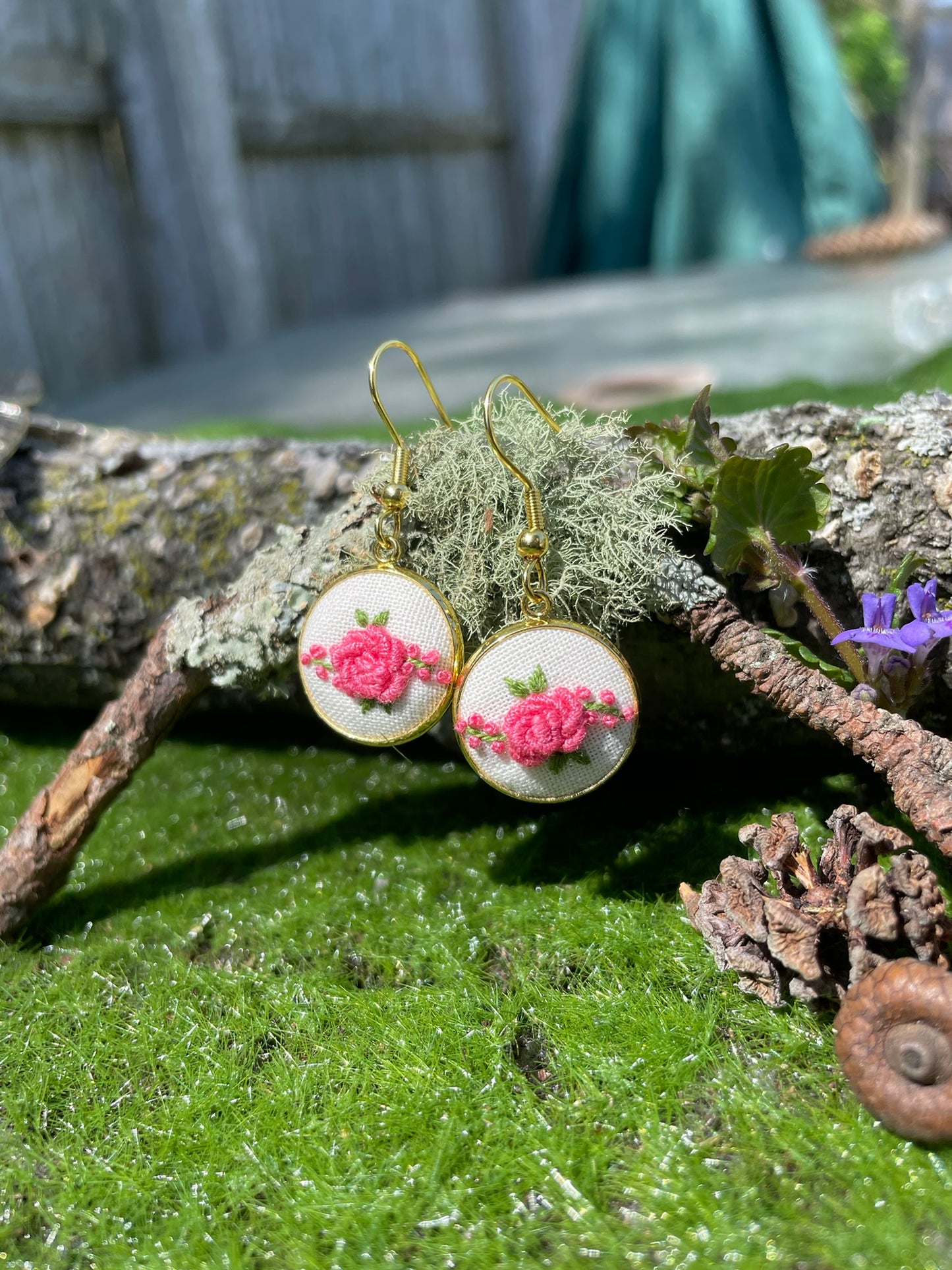 Pink Rose Dangles