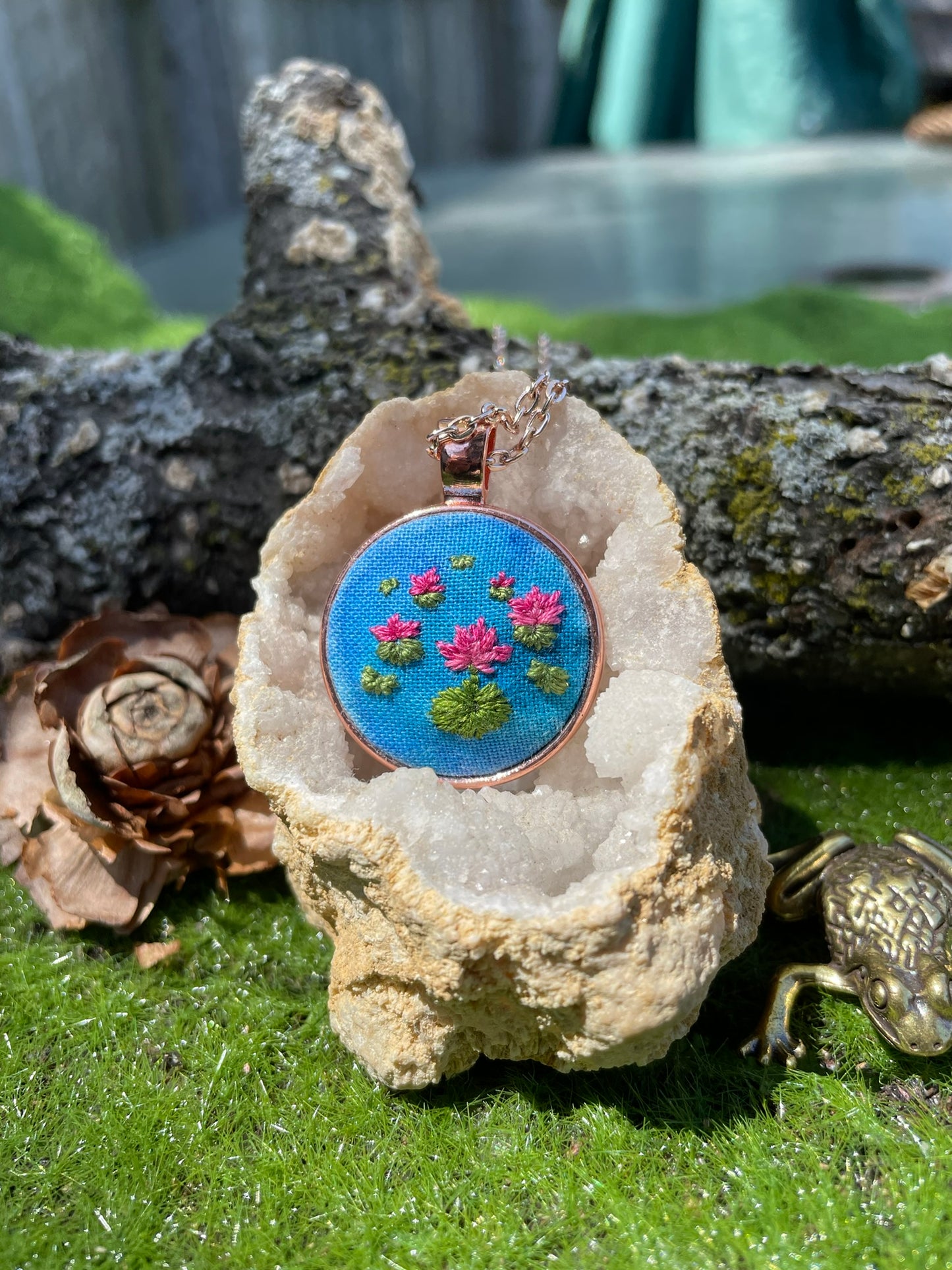 Watercolor Water Lillies Pendant