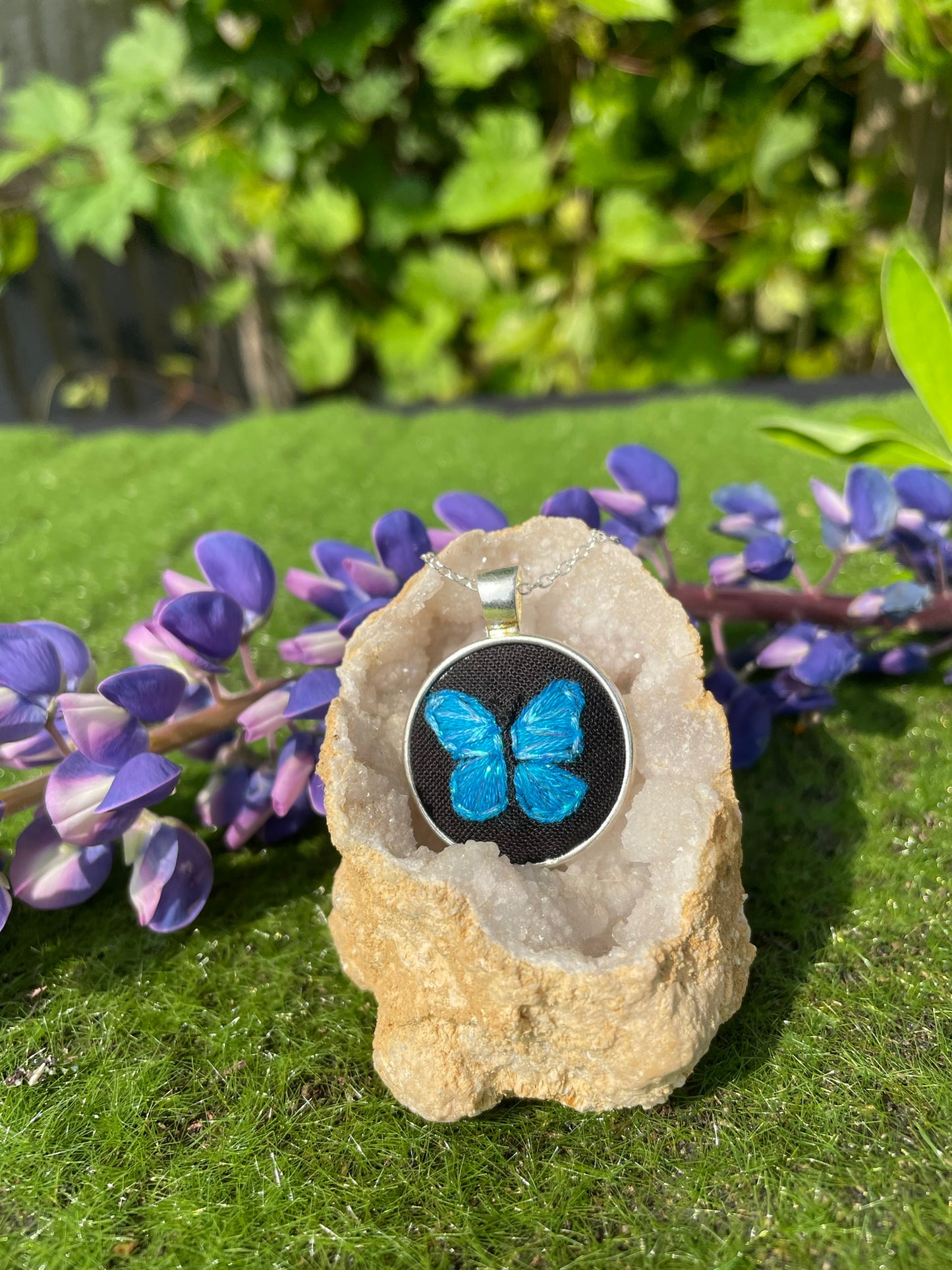 Blue Morpho Butterfly Pendant