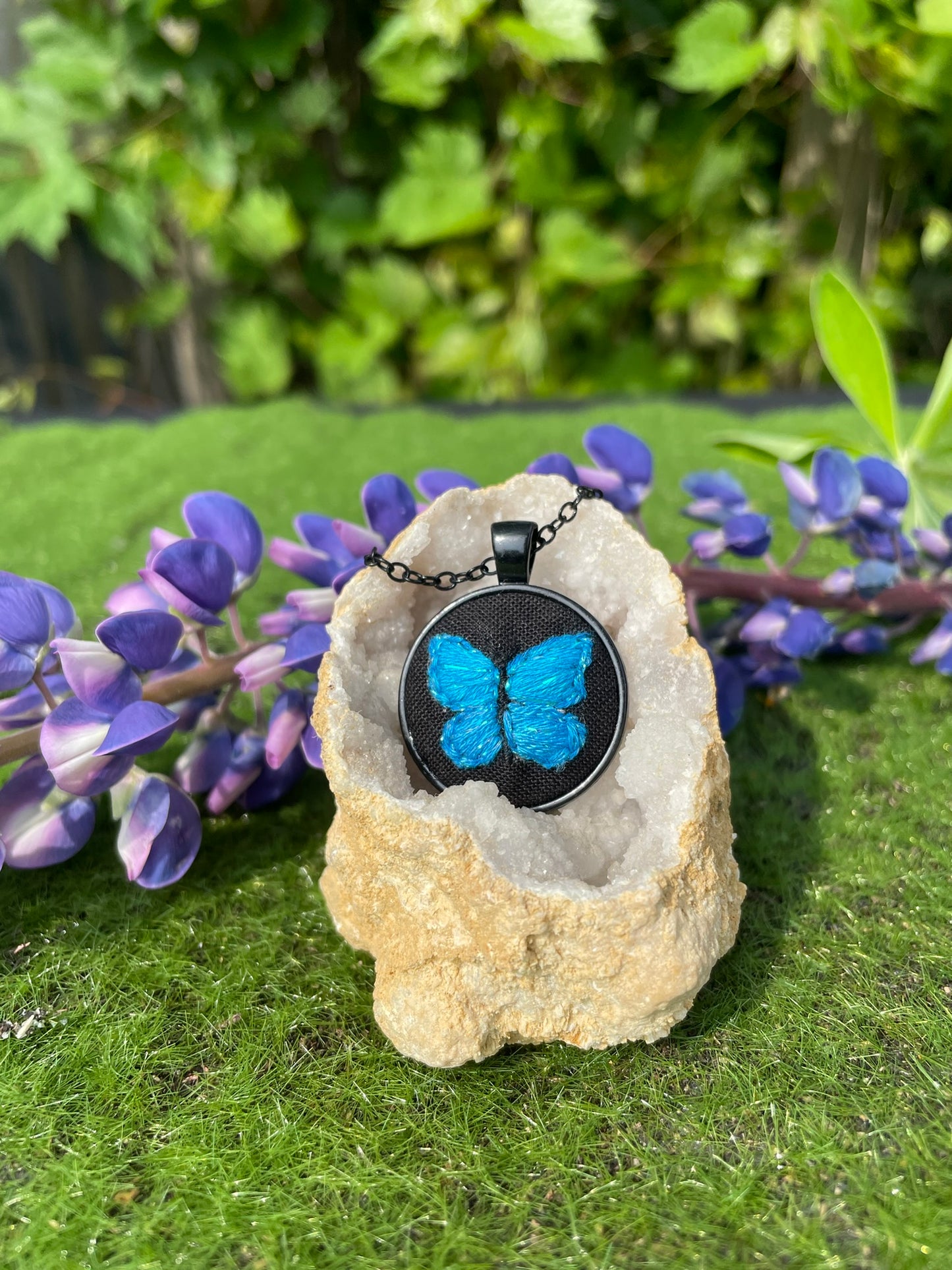 Blue Morpho Butterfly Pendant