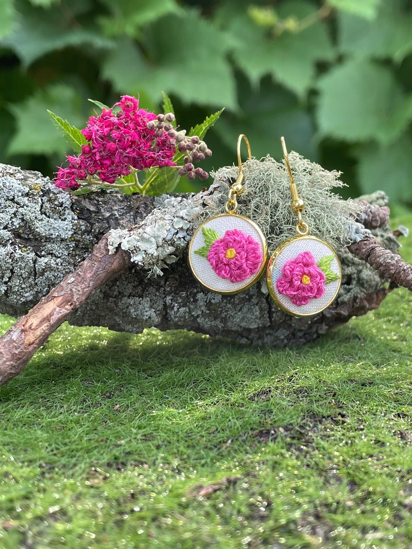 Pink Flower Earrings