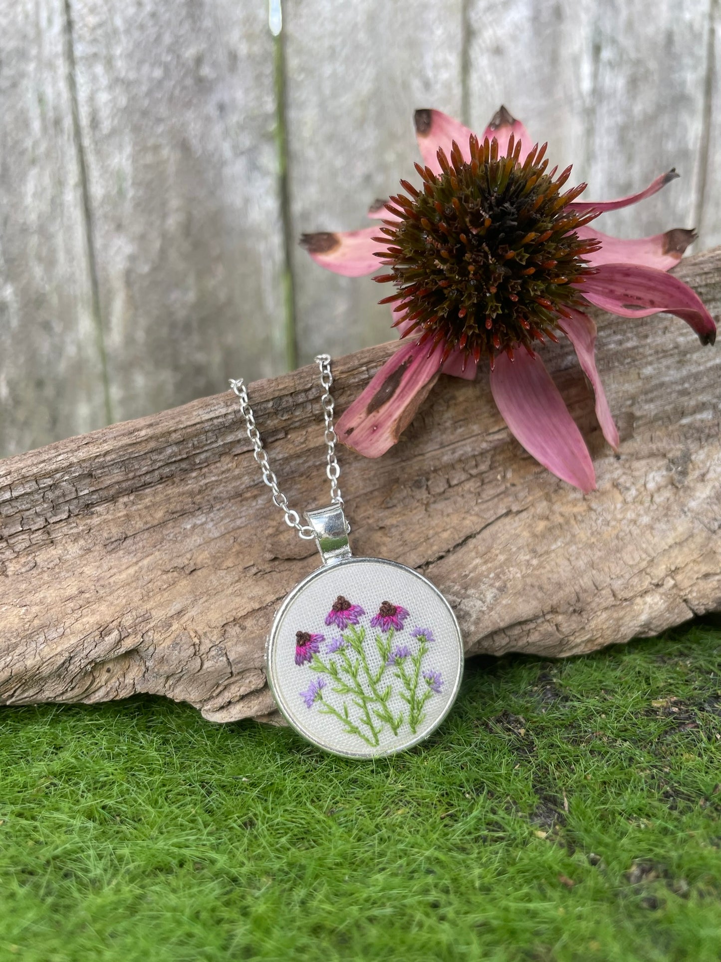 Purple Cone Flower Pendant