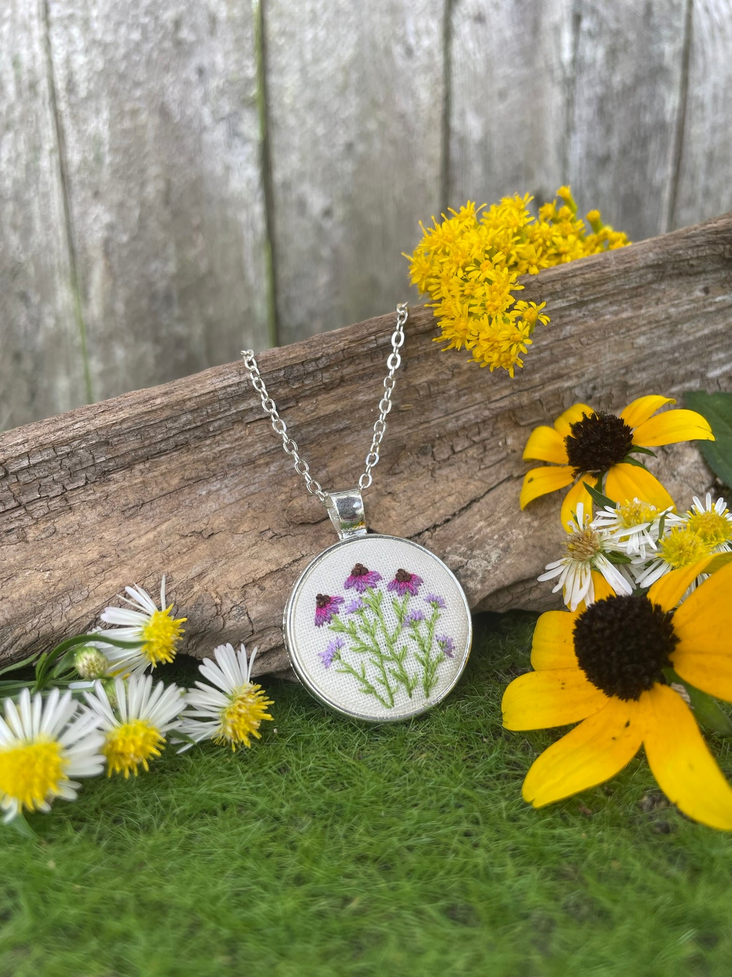 Purple Cone Flower Pendant