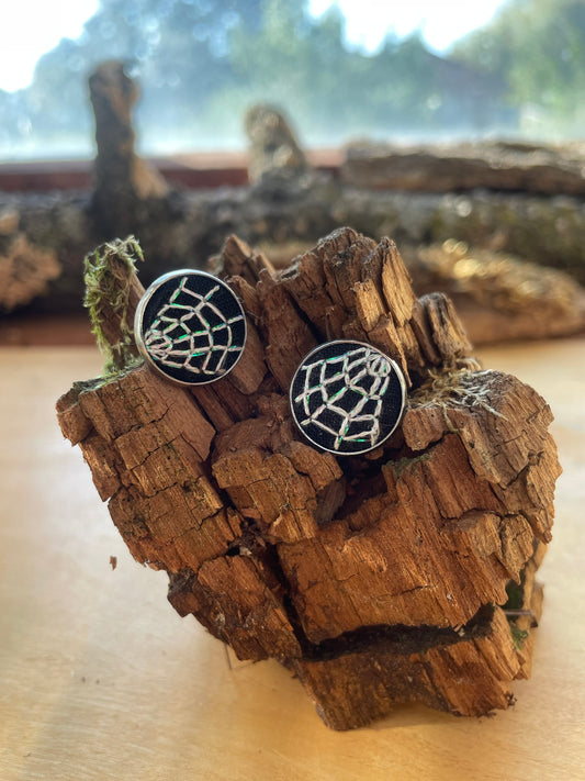Iridescent Spider Web Studs