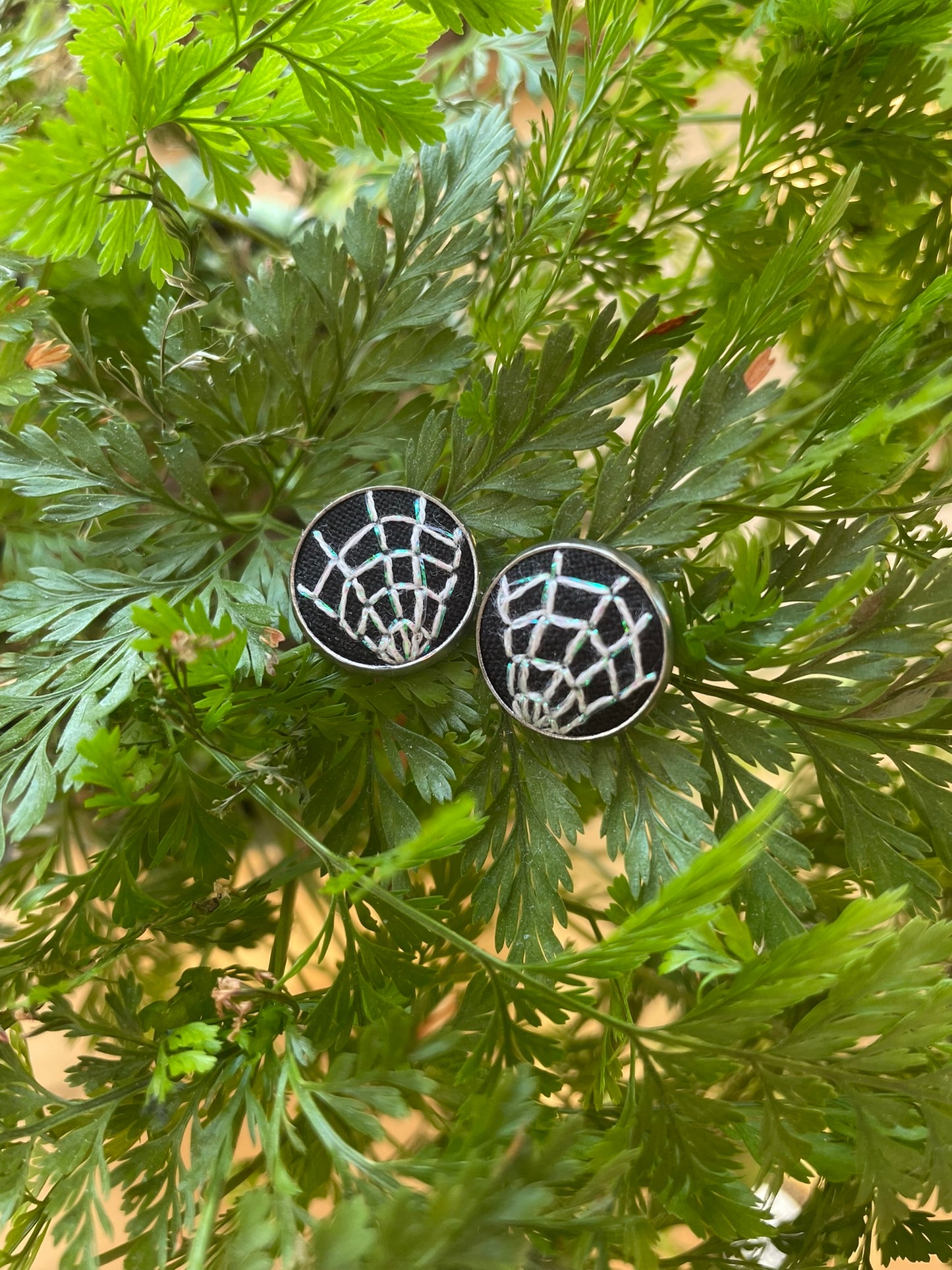 Iridescent Spider Web Studs