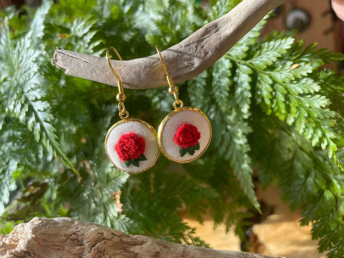 Red Rose Earrings