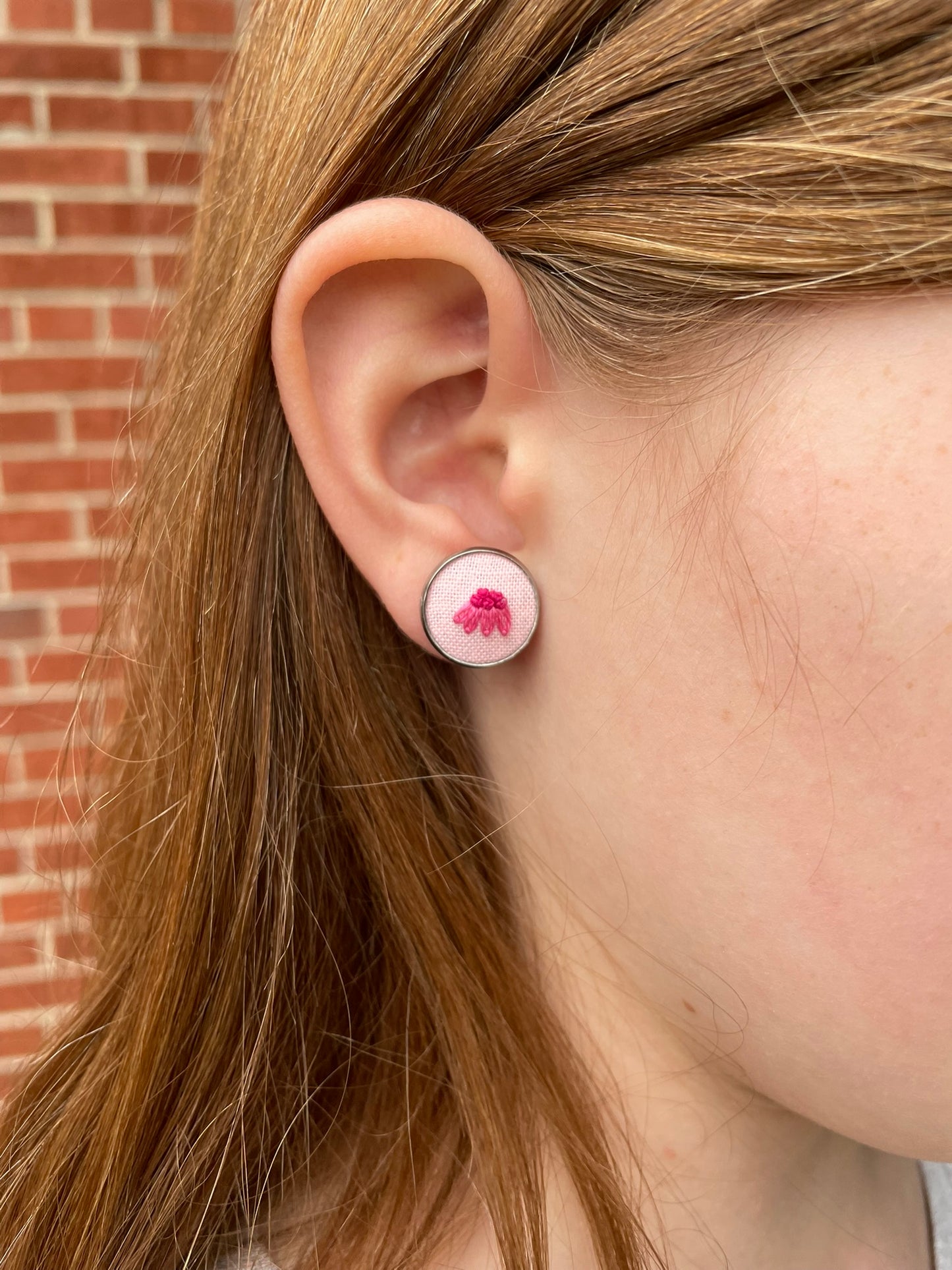 Pink Cone Flower Studs