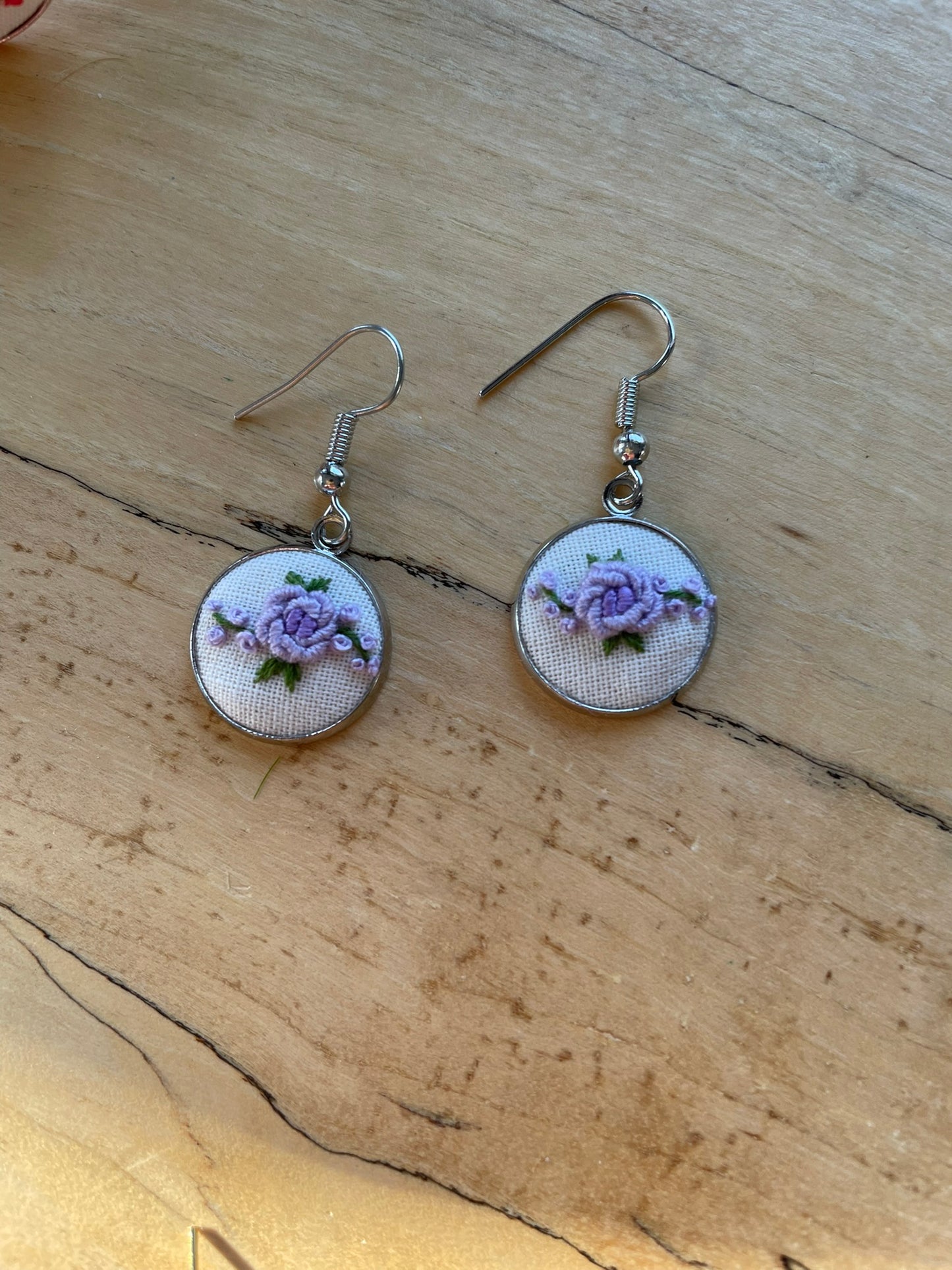 Purple Rose Dangle Earrings