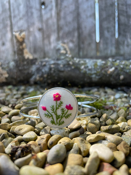 Pink Cosmos Cuff Bracelet