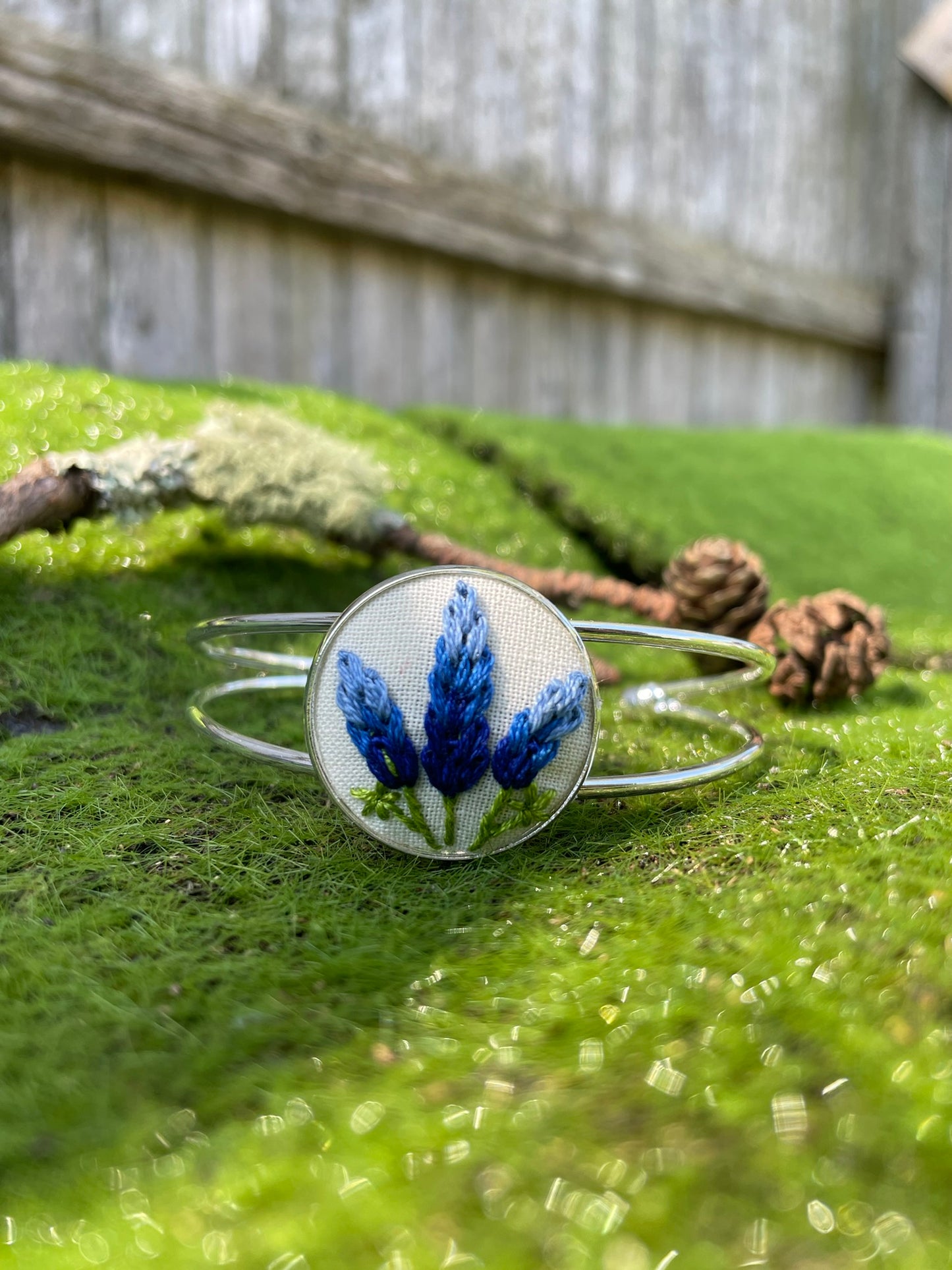 Texas Blue Bonnet Cuff Bracelet
