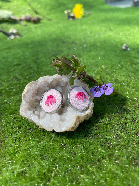 Pink Cone Flower Studs