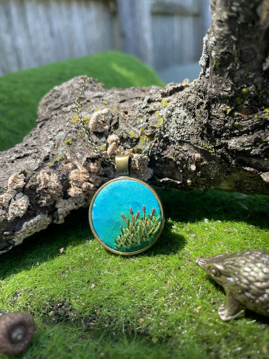 Watercolor Cattails Pendant