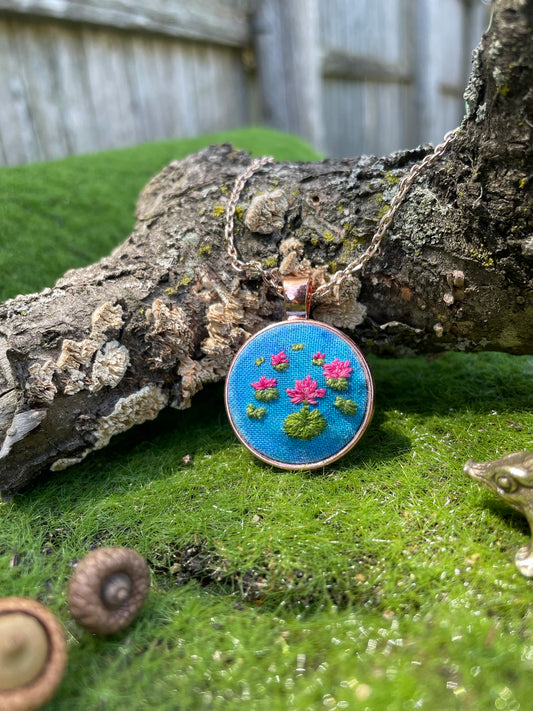 Watercolor Water Lillies Pendant