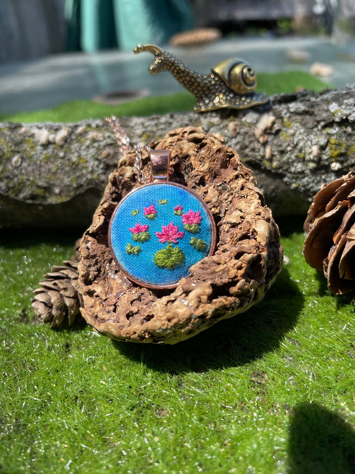 Watercolor Water Lillies Pendant