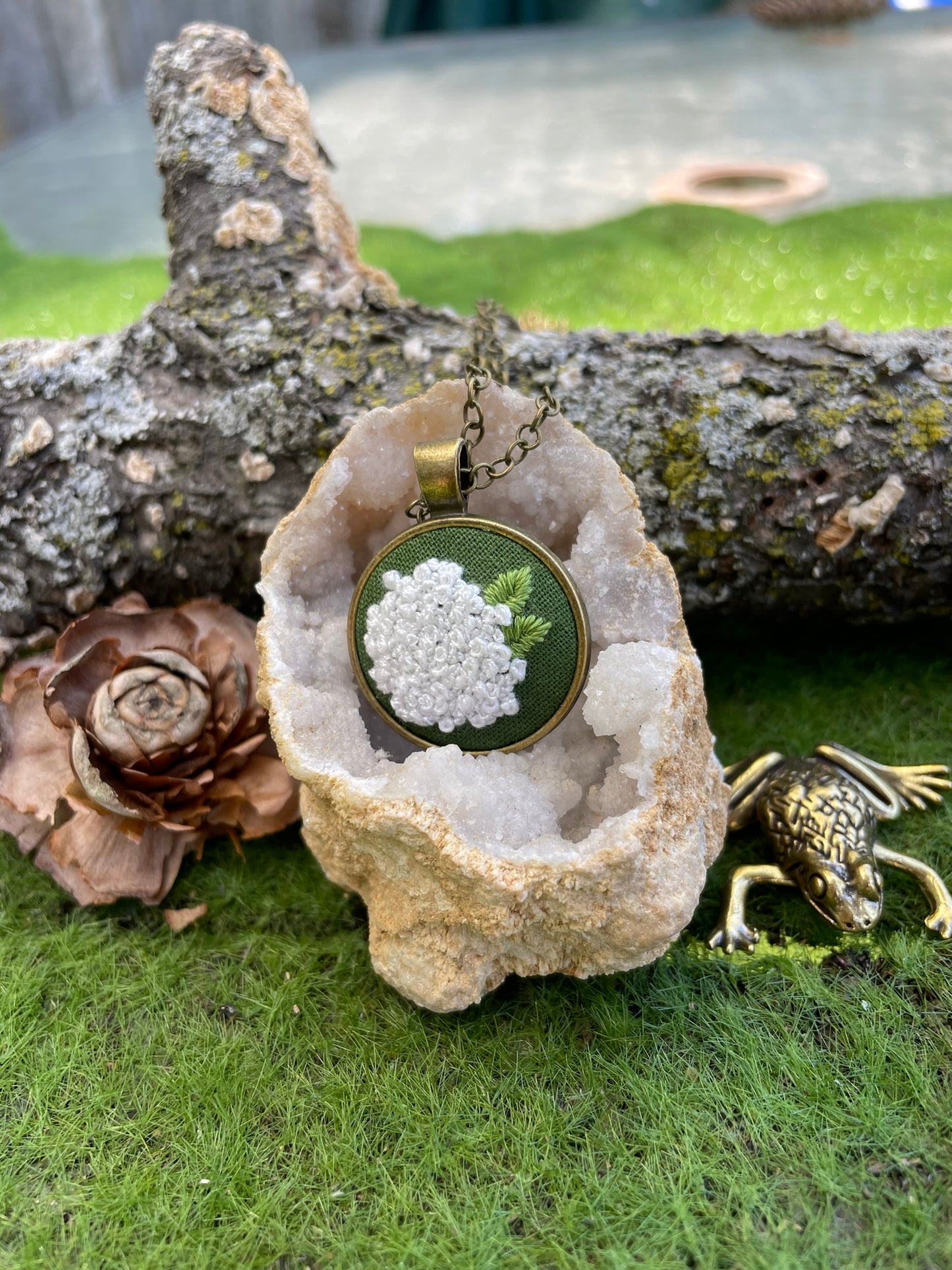 White Hydrangea Pendant