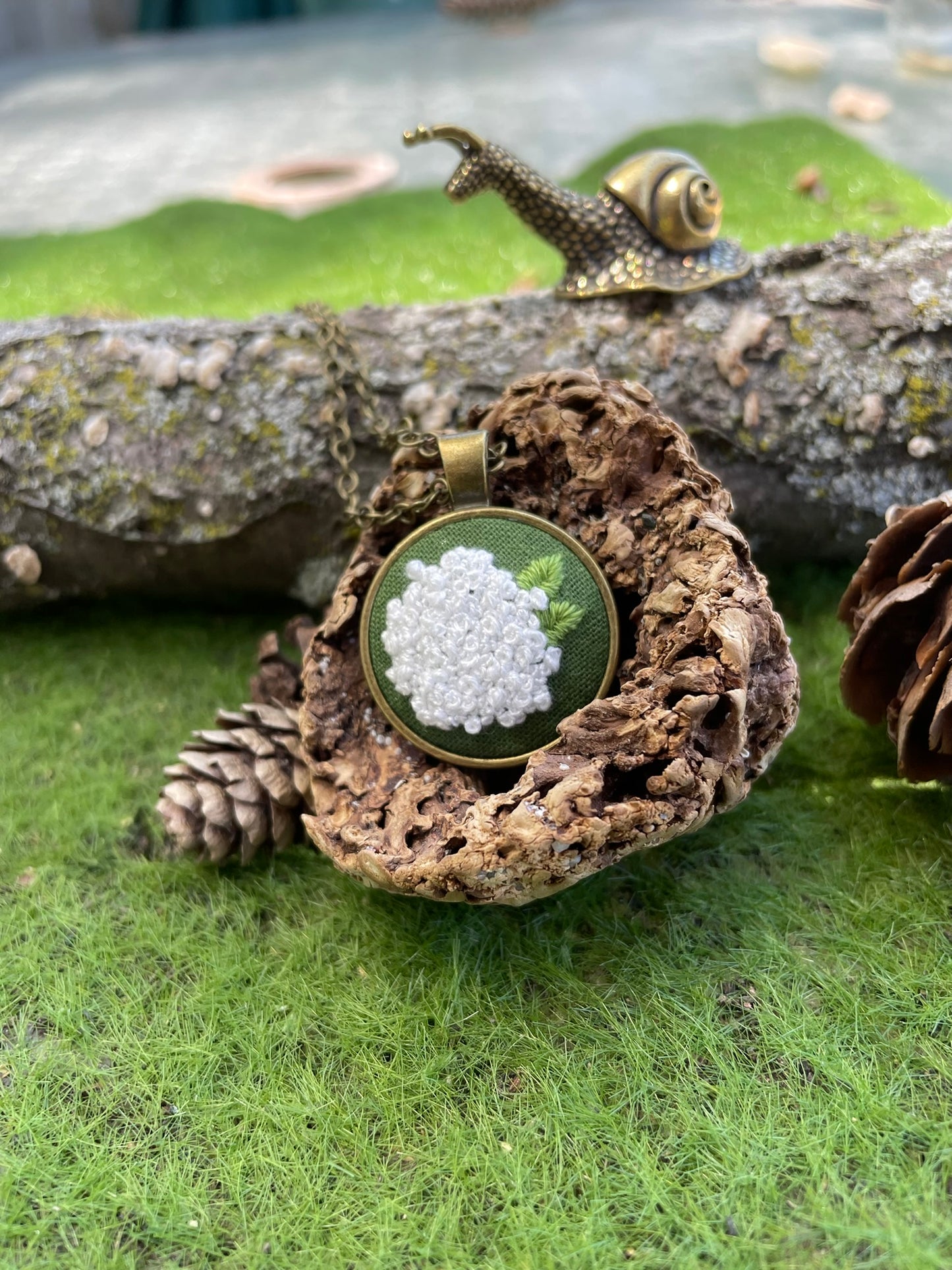 White Hydrangea Pendant