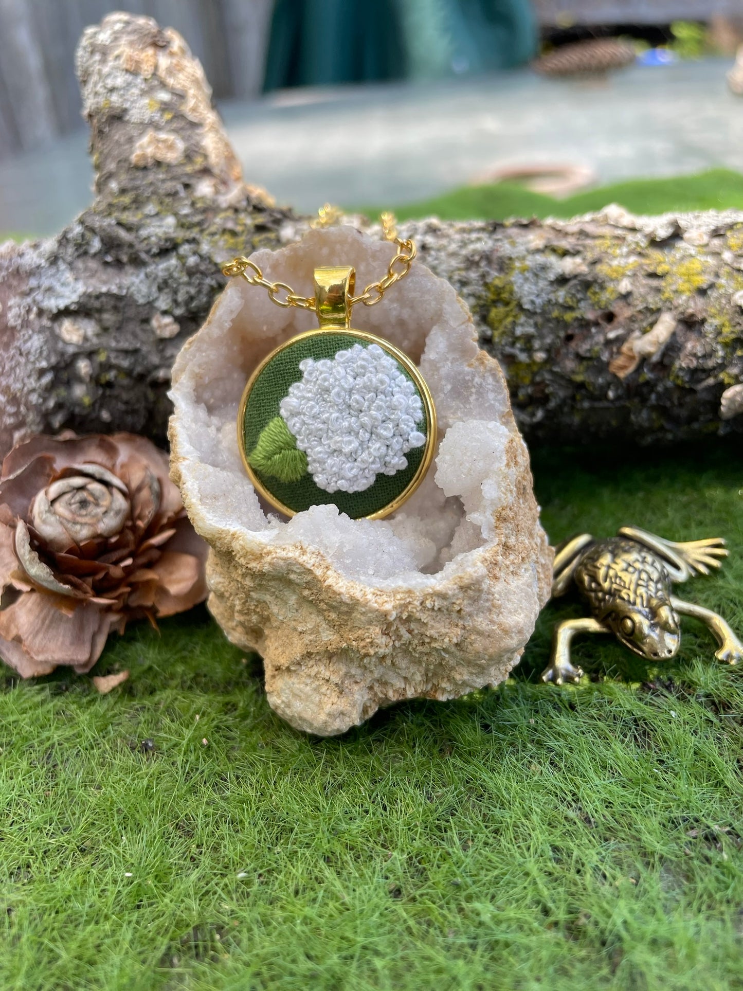 White Hydrangea Pendant