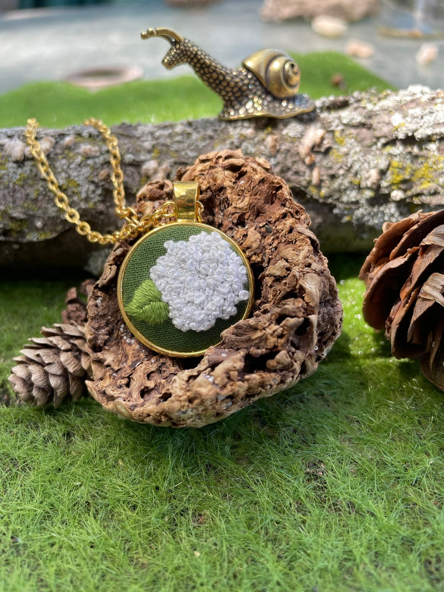 White Hydrangea Pendant