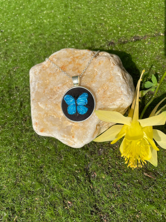 Blue Morpho Butterfly Pendant