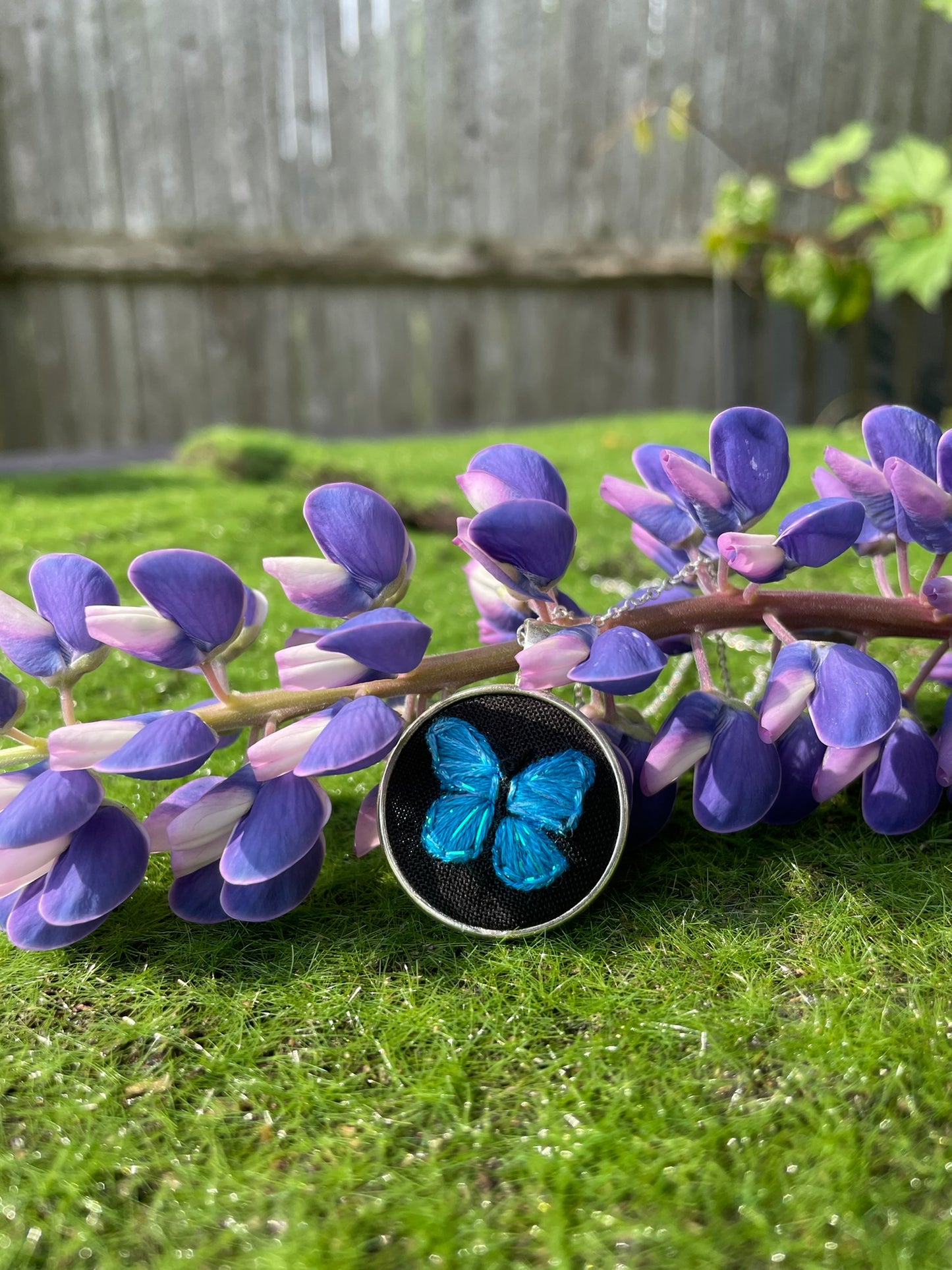 Blue Morpho Butterfly Pendant