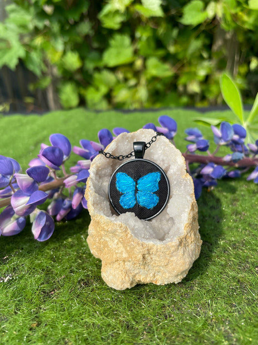 Blue Morpho Butterfly Pendant