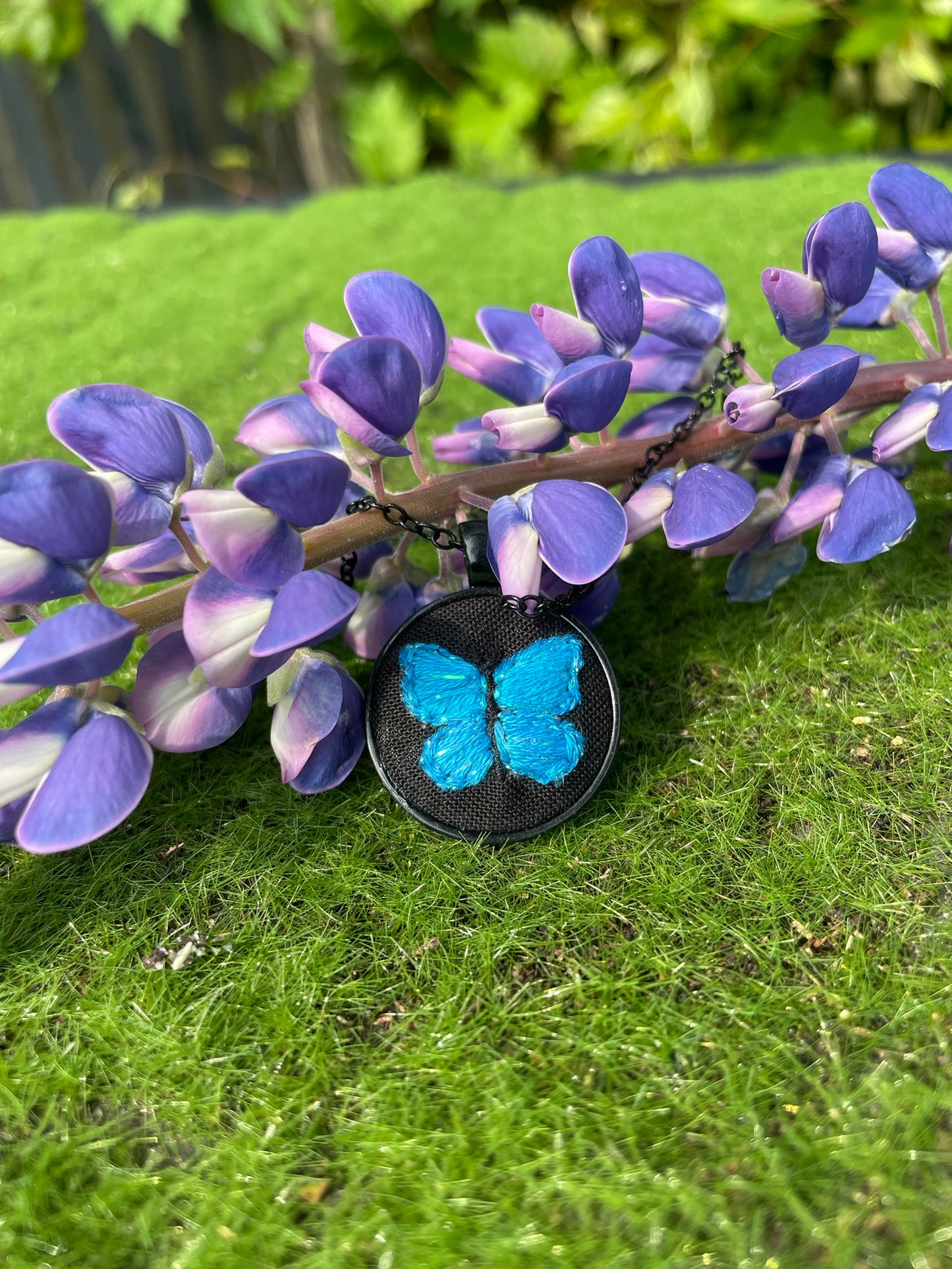 Blue Morpho Butterfly Pendant