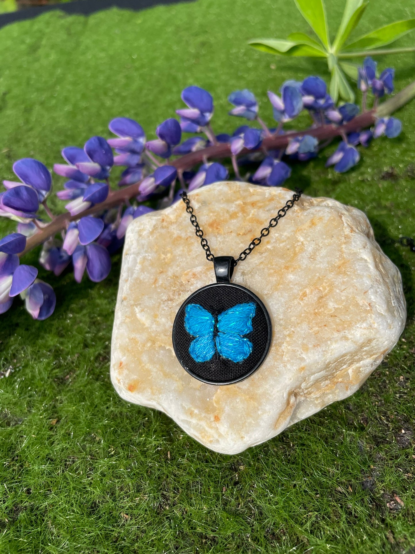 Blue Morpho Butterfly Pendant