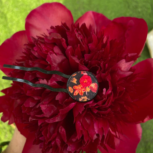 Dark Floral Hair Prong