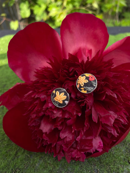 Dark Floral Studs