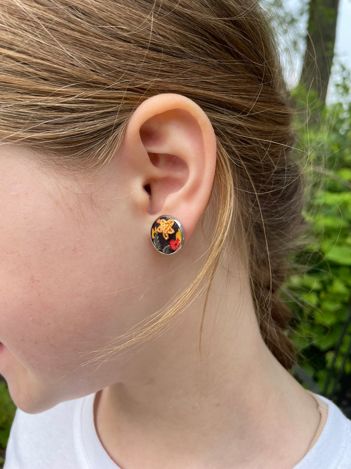Dark Floral Studs