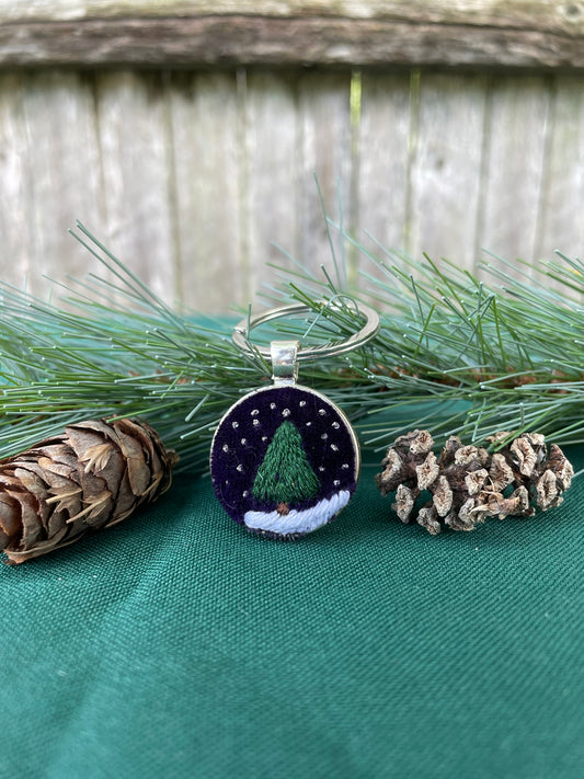 Midnight Evergreen Keychain
