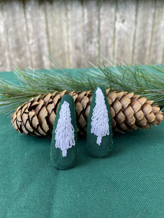 Snowy Evergreen Hair Clips