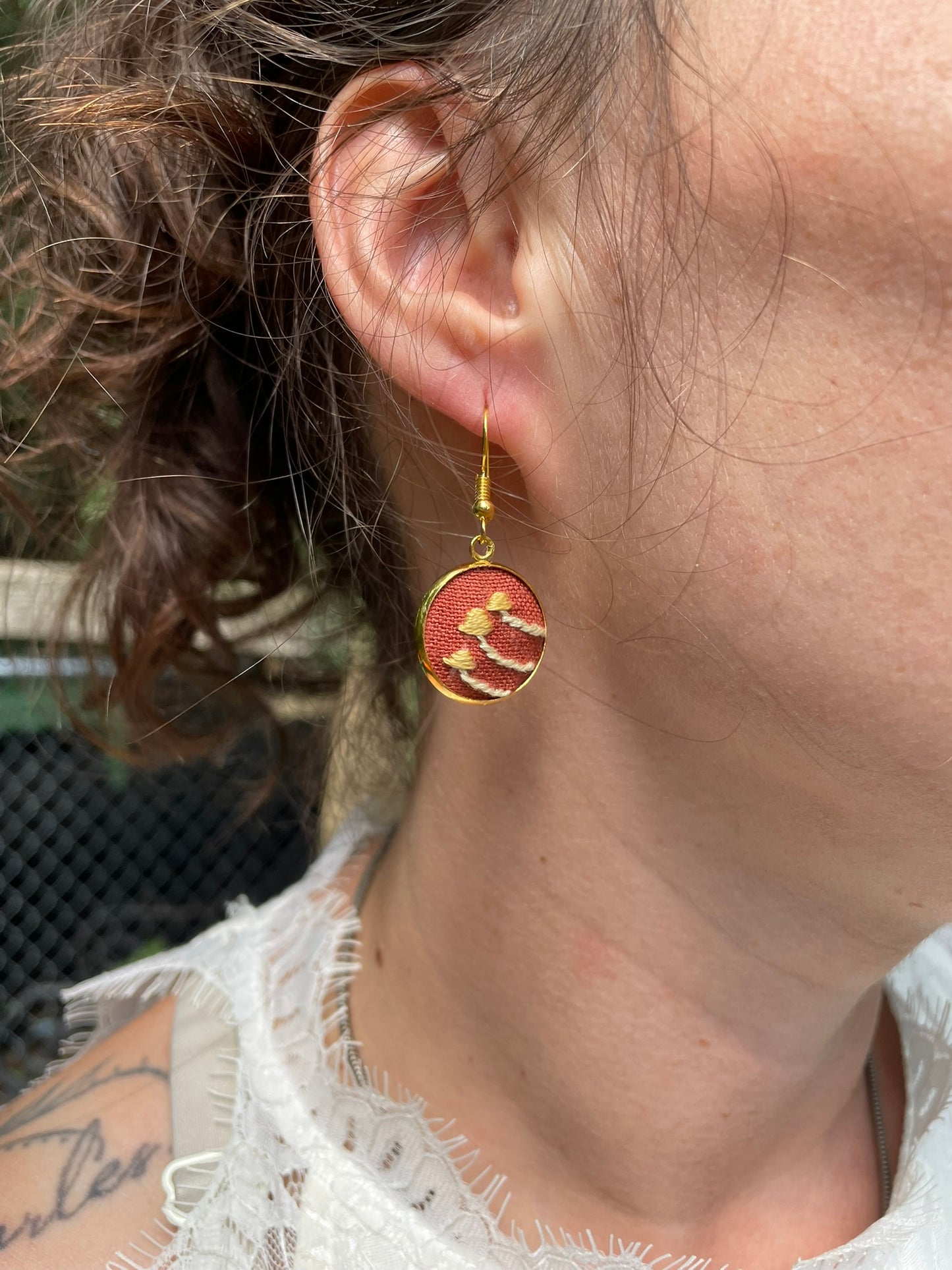 Golden Oyster Mushroom Earrings