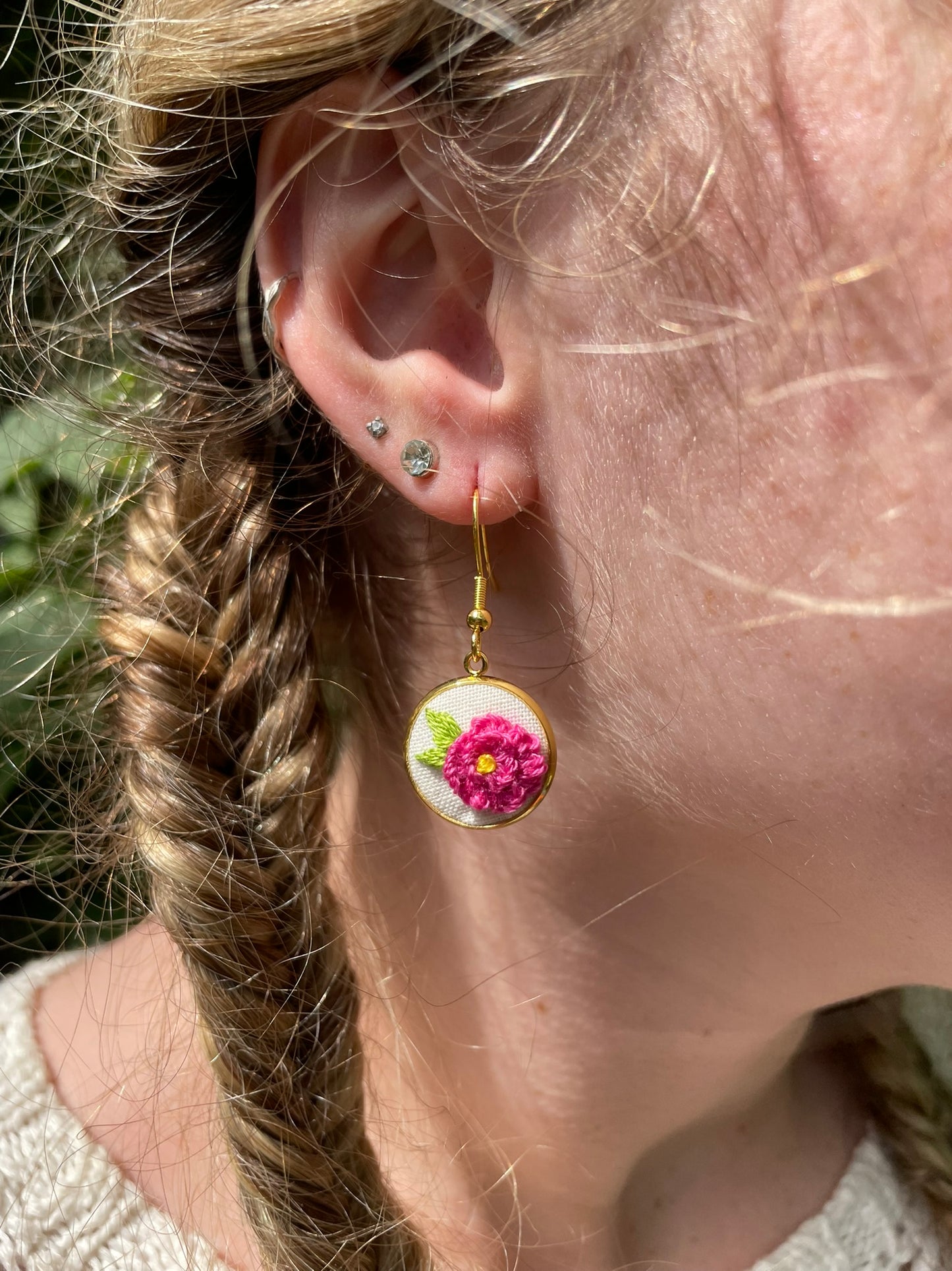 Pink Flower Earrings
