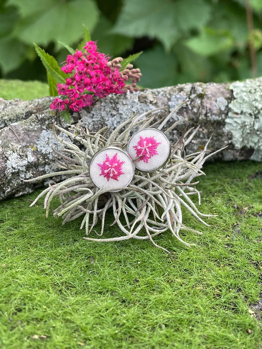 Pink Bachelor's Button Studs