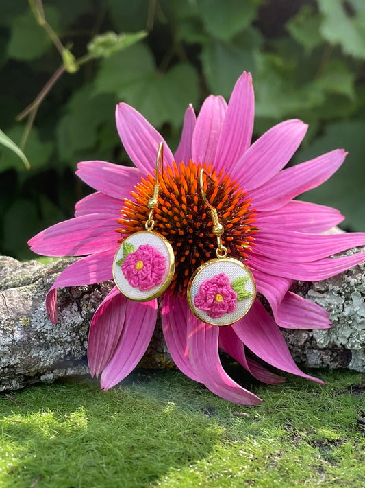 Pink Flower Earrings